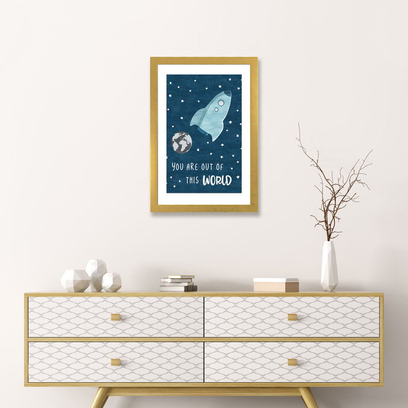 « out of the world », art, H 24 po x l 16 po x P 1 po, Papier encadré doré