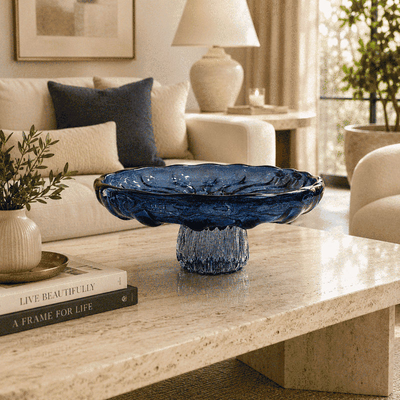 Centre de table à piédestal Azure, Bleu