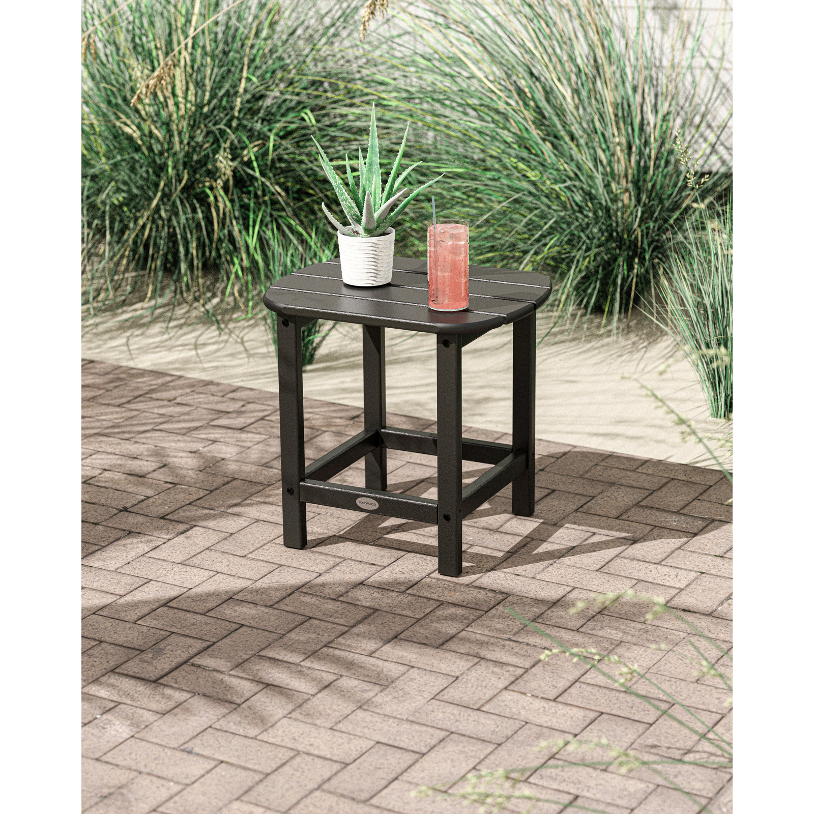 POLYWOOD® South Beach 15" Patio Side Table, Black