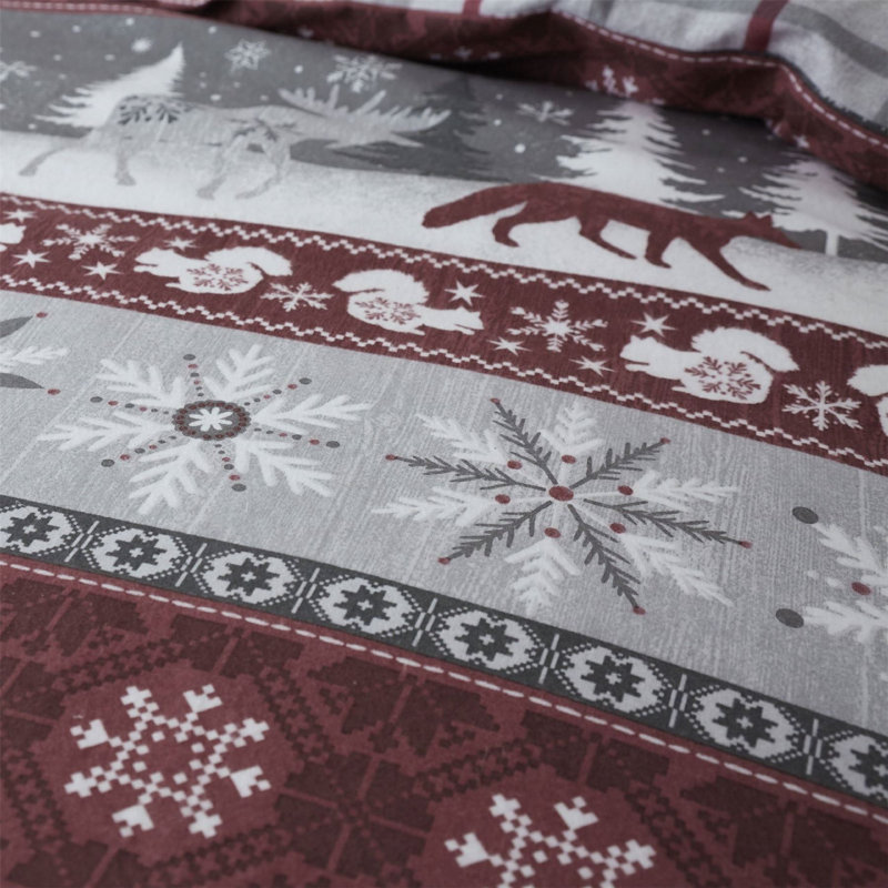 Elzada Cotton Patchwork Duvet Cover Set with Pillowcases, Red/Grey/White, 135 x 200 cm Duvet Cover + 1 Standard Pillowcase