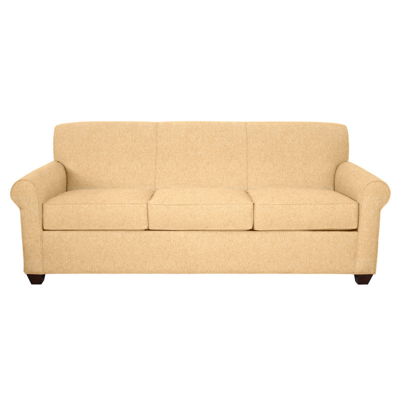 Finn Rolled Arm Sofa with Reversible Cushions, Montana Walnut, Dorset Camel, 34" H x 83" W x 36" D