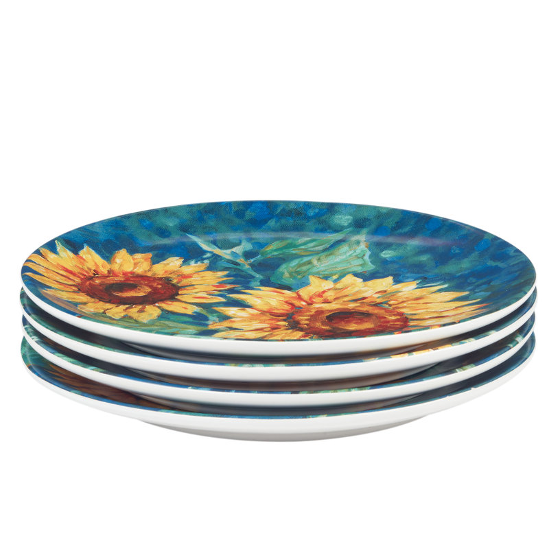 Ensemble de 4 grandes assiettes Golden Sunflowers