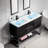 Azai 48" Double Sink Bathroom Vanity with Resin Top, Faucet, Open Shelf, Metal Frame-1250762487