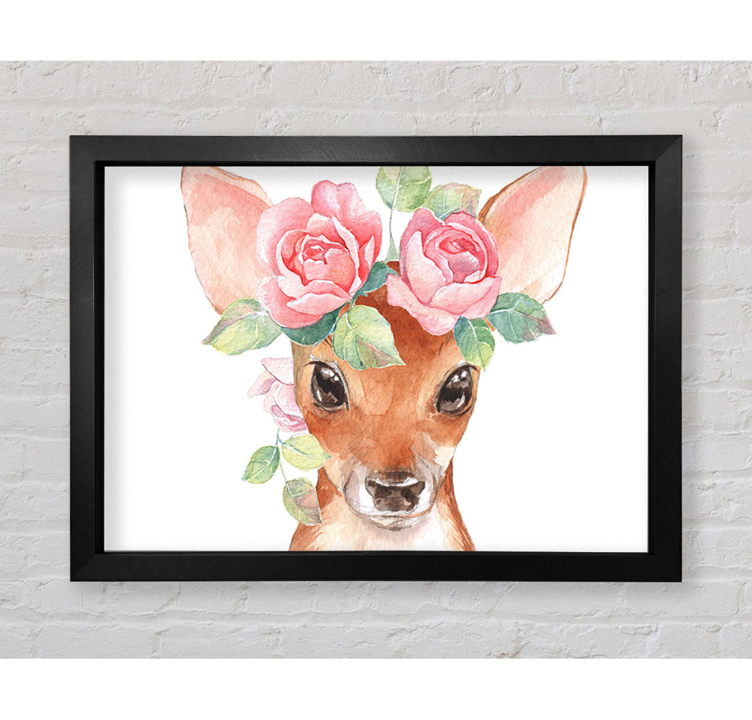 Water Colour Floral Deer - Einzelner Bilderrahmen Kunstdrucke