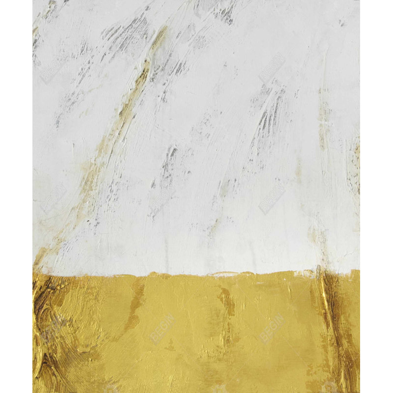 Golden shine - Toile encadrée blanche pour la décoration du salon
