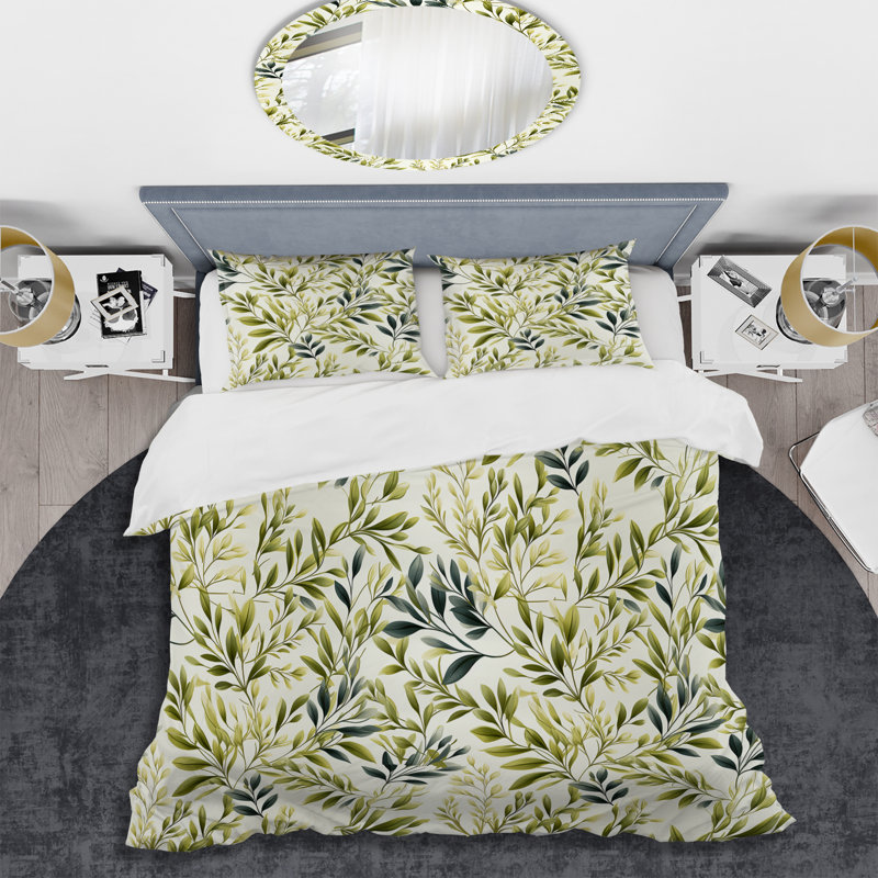Tranquil Leaves II - Ensemble de housse de couette Plants, Housse de couette simple + 1 taie décorative stan