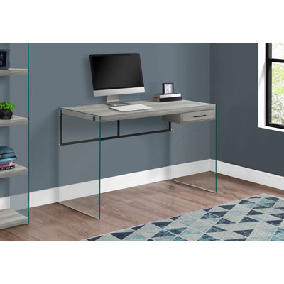 Bureau d'ordinateur pour la maison avec base en verre trempé transparent