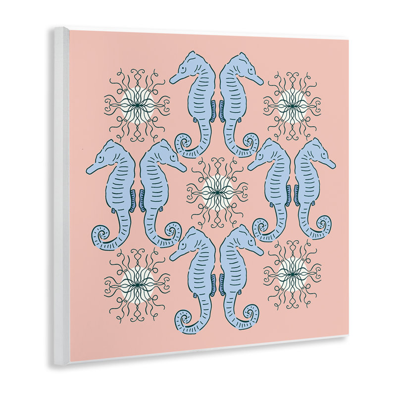 Plaque murale symétrique motif hippocampe corail, design par Sazerelli Designs