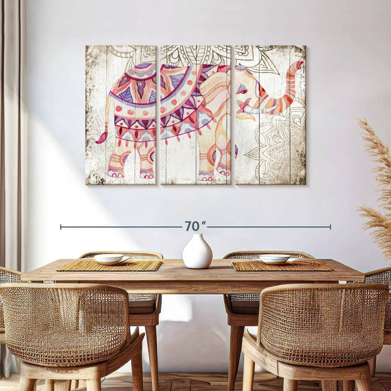 Éléphant mandala en bois Brampt, H 36 po x l 57 po