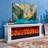 Beige Manufactured Wood TV Cabinet Fireplace