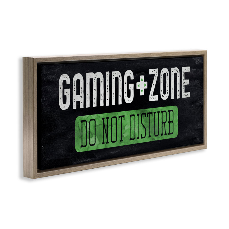 Do Not Disturb Gaming Zone Floating Frame, design by CAD Designs, 11" H x 25" W, Montalcino Elm Floater Frame