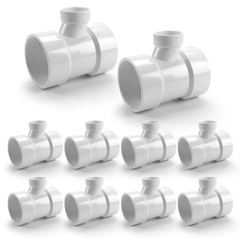 4 po x 4 po x 2 po avec conduit d'évacuation des eaux usées en PVC et drain en PVC, drain en PVC blanc, raccord d'évacuation et d'évacuation, (paquet de 10)
