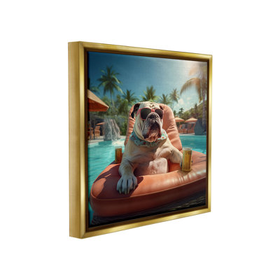 "Bulldog In Resort Pool" par Jim Baldwin sur toile
