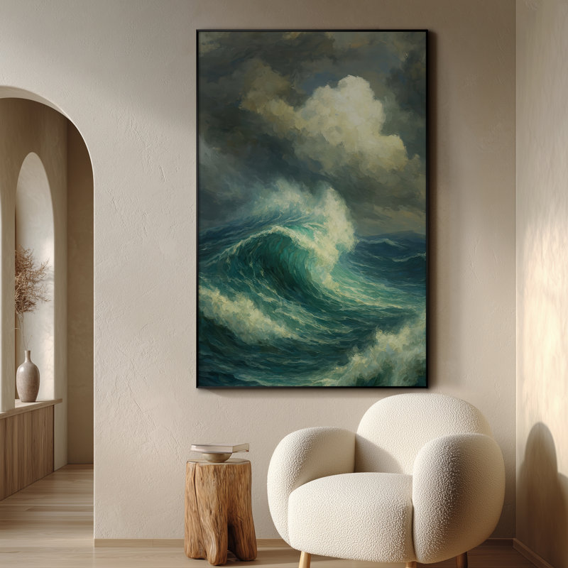 Très grande reproduction d'art sur toile - Paysage côtier de Ocean Beach, H 72 po x l 46 po