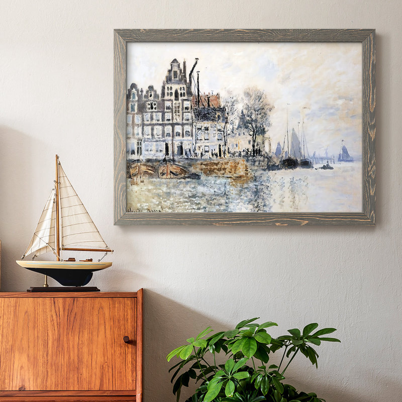 Vue sur Amsterdam, 1874, peinture sur toile encadrée, Érable, H 28 po x l 42 po