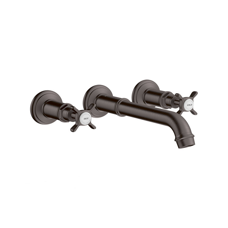 AXOR Montreux Wall Mounted Bathroom Faucet Trim with Cross Handles Faucet Trim Only, Brushed Black Chrome
