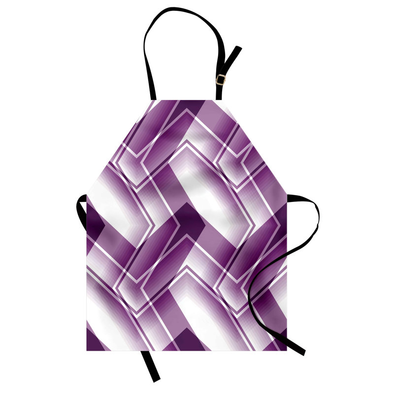 Tablier abstrait East Urban Home, formes numériques trippy, taille adulte, blanc violet