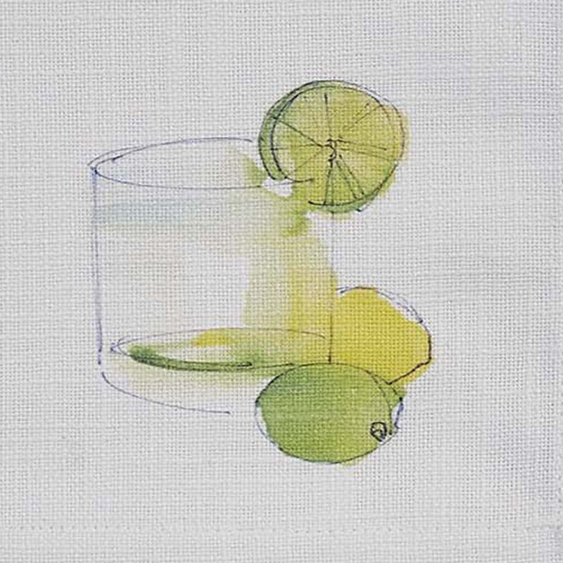  White Gin Tropical Drink Napkin Set of 4