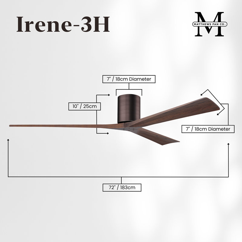 Irene Ceiling Fan, Brushed Bronze, Walnut Tone, 72"