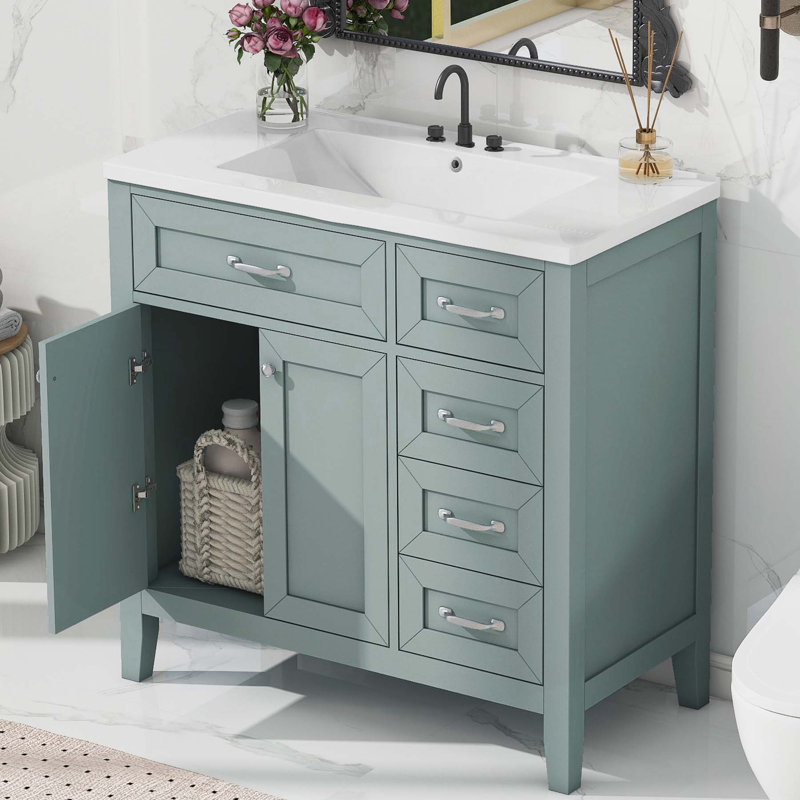 Stylish Bathroom Vanity with Multiple Features for Enhanced Functionality, Green