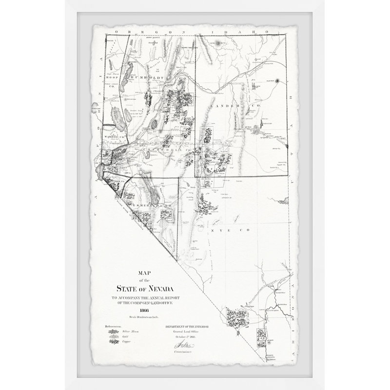 Carte rétro du Nevada - impression encadrée, H 24 po x l 16 po x P 1,5 po