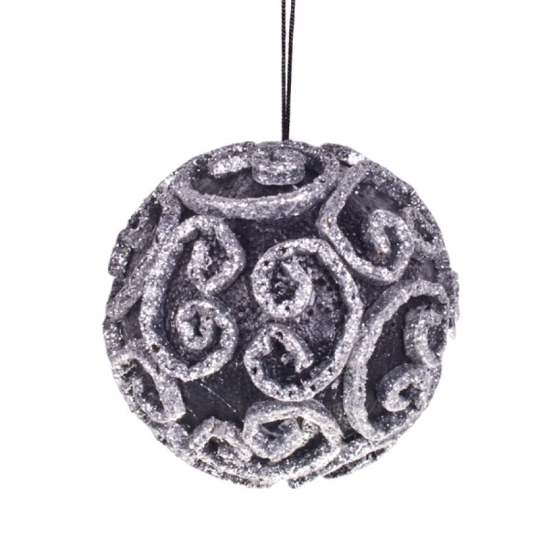 11cm Bauble, Black / Silver