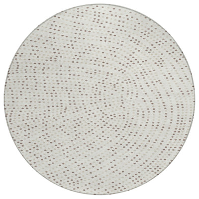 Tapis rond ivoire intérieur lavable à pois 8 pi