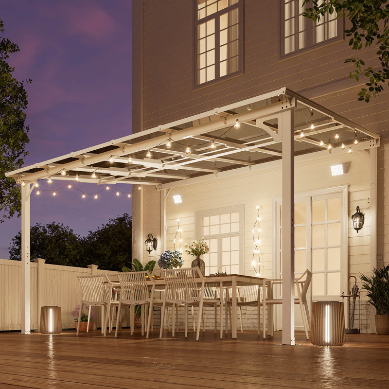 10' x 10' White Aluminum and Polycarbonate Solar Gazebo