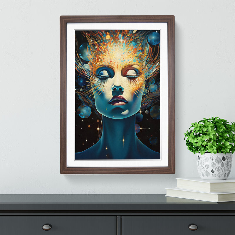 Single Picture Frame Print on Wood, 46cm H x 34cm W, Walnut Framed