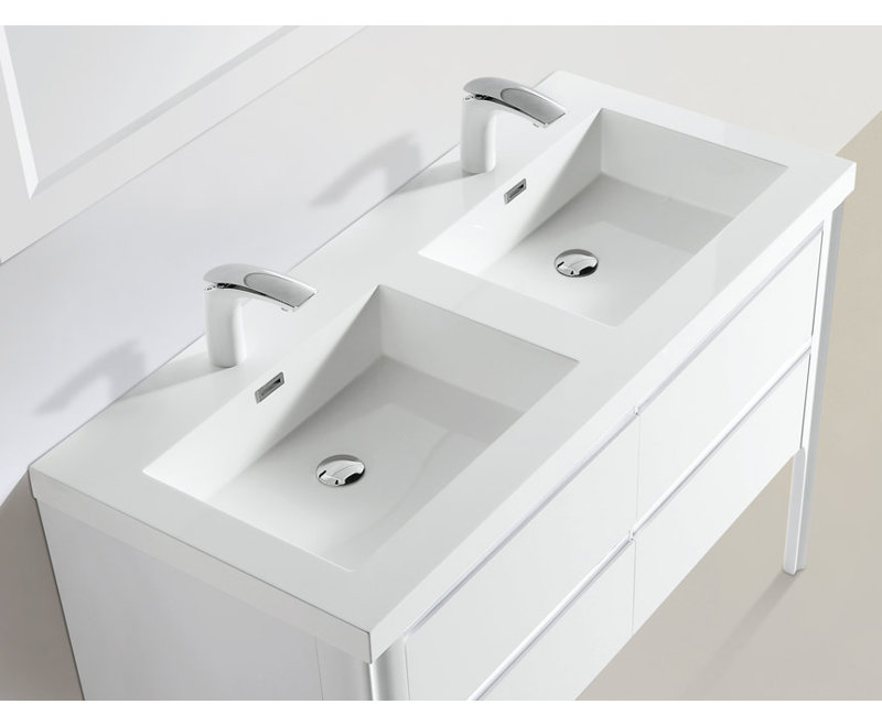 Dowell 49'' Rectangular Drop-In Double Bathroom Vanity Top with Sink and Overflow, White