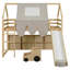 Lit mezzanine en bois simple avec structure en forme de maison avec tente