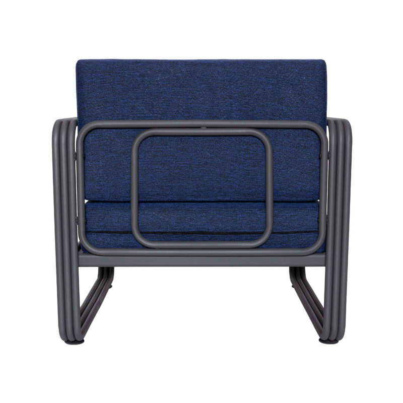 Modern 1-Seat Garden Sofa, Dark Blue, 32.7 x 26.4 x 29.5 inches | Durable 100% Metal Frame, Soft 100% Polyester Fabric | Stylish Outdoor Seating, Perfect for Patios, Decks & Gardens, Elegant Solid Color Design