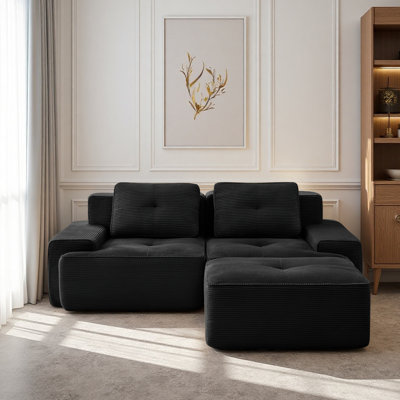 Canapés Boneless de 81,9 po pour le salon, canapé modulaire modulaire avec méridienne en forme de L, causeuse rembourrée à 2 places, siège profond, tissu en velours côtelé, nuage sans assemblage, conception antidérapante?