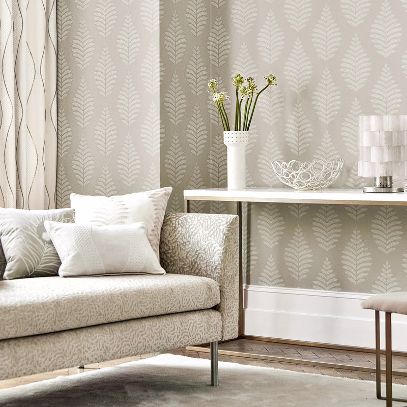 Lucielle 10.05m x 68.6cm Wallpaper Roll, Chalk/Linen