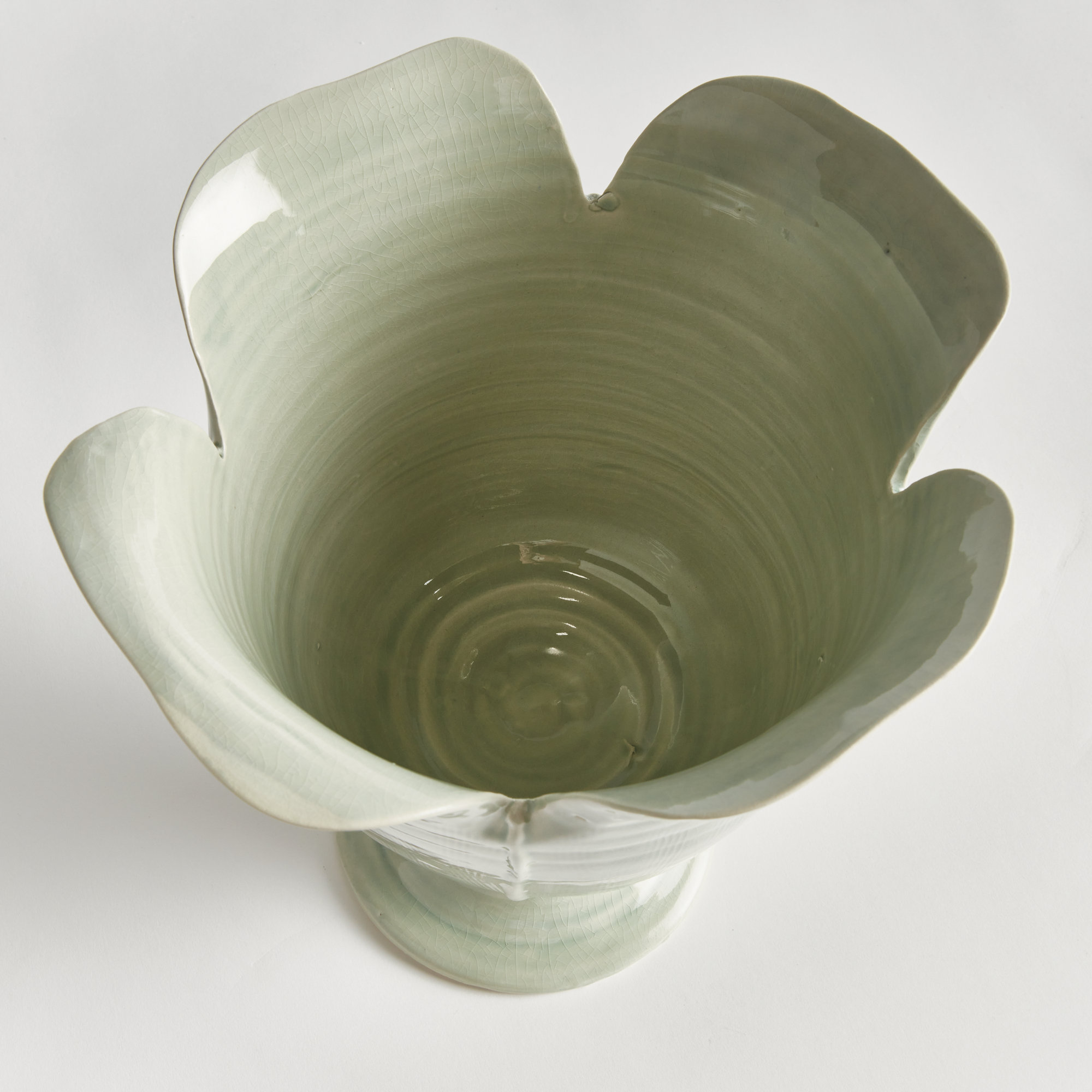 Rachana Handmade Ceramic Table Vase, Celadon, 16" H x 15" W x 15.5" D
