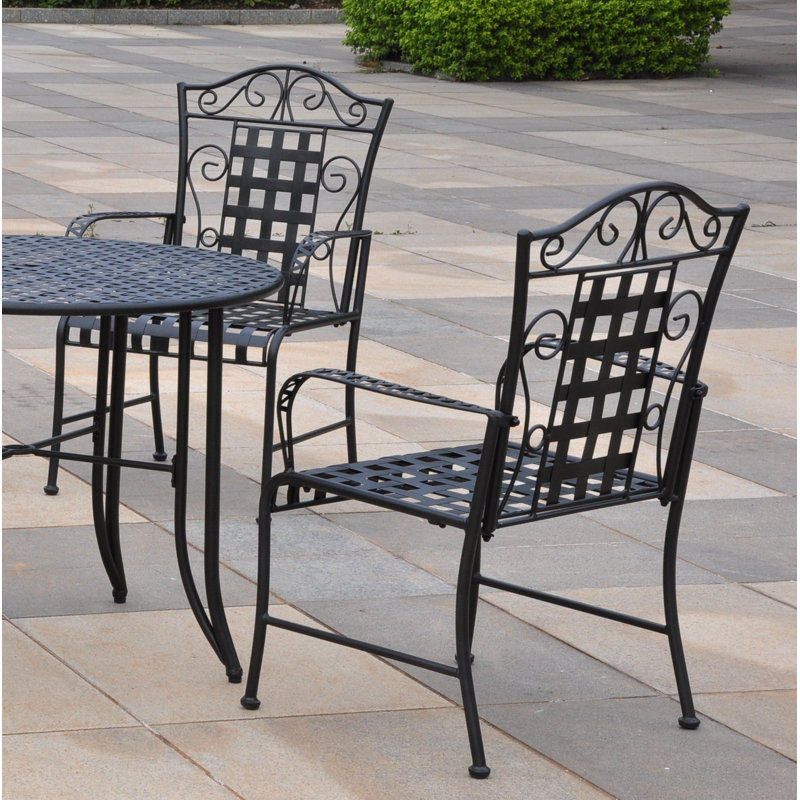 Nocona 4 - Person Patio Dining Set with Round Table, Black Antique