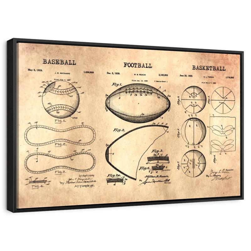 Compilation de ballons de sport brevetés, Cadre flottant noir, 13 po x 9 po
