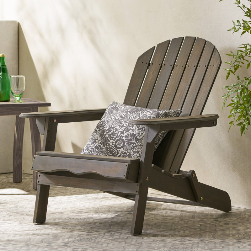 Chaise Adirondack pliante en bois d'acacia, Gris