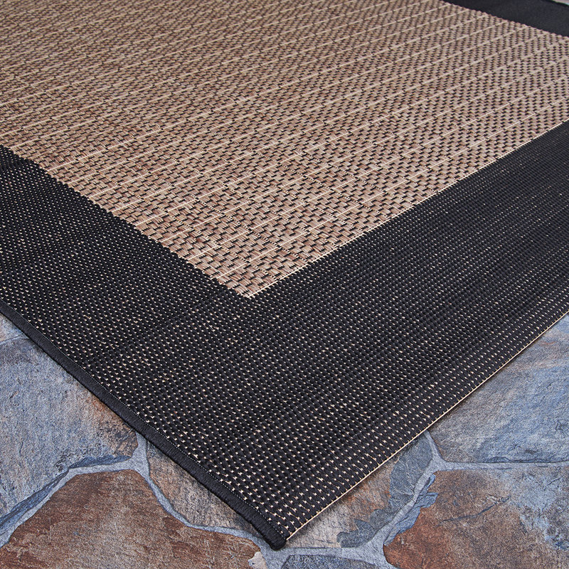 Tapis intérieur / extérieur Sania, Rond 7 pi 6 po,  Noir / brun