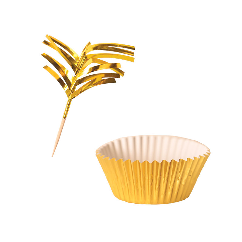 Liners et choix de petits gâteaux métalliques, Or rose