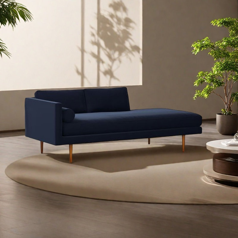 Fauteuil en velours léger et luxueux, Orienté à gauche (vu de face), Bleu très foncé