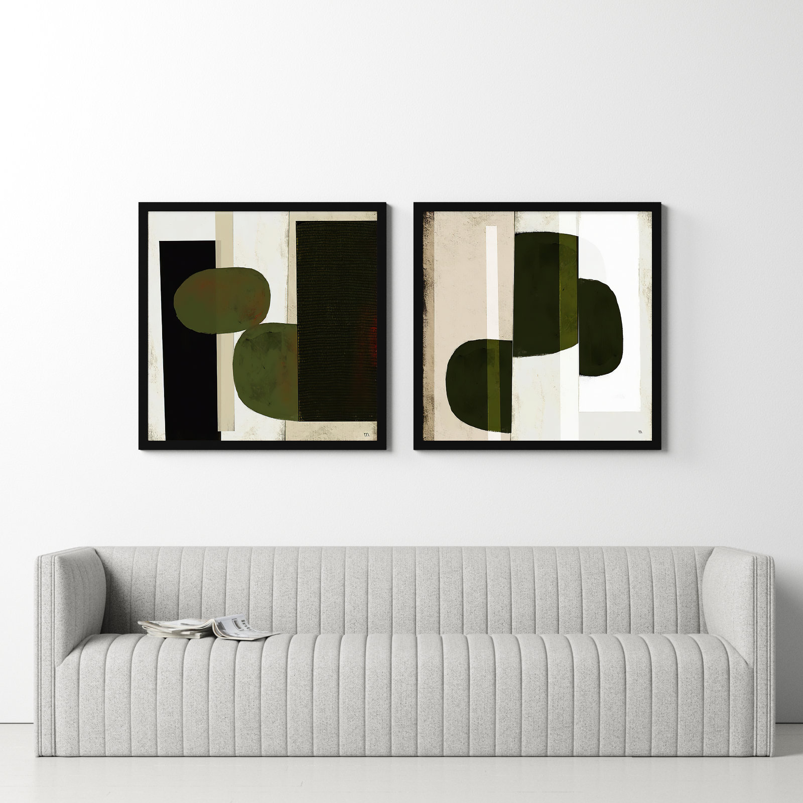 Collage 2-Piece Painting Set, 30" H x 60" W, Black