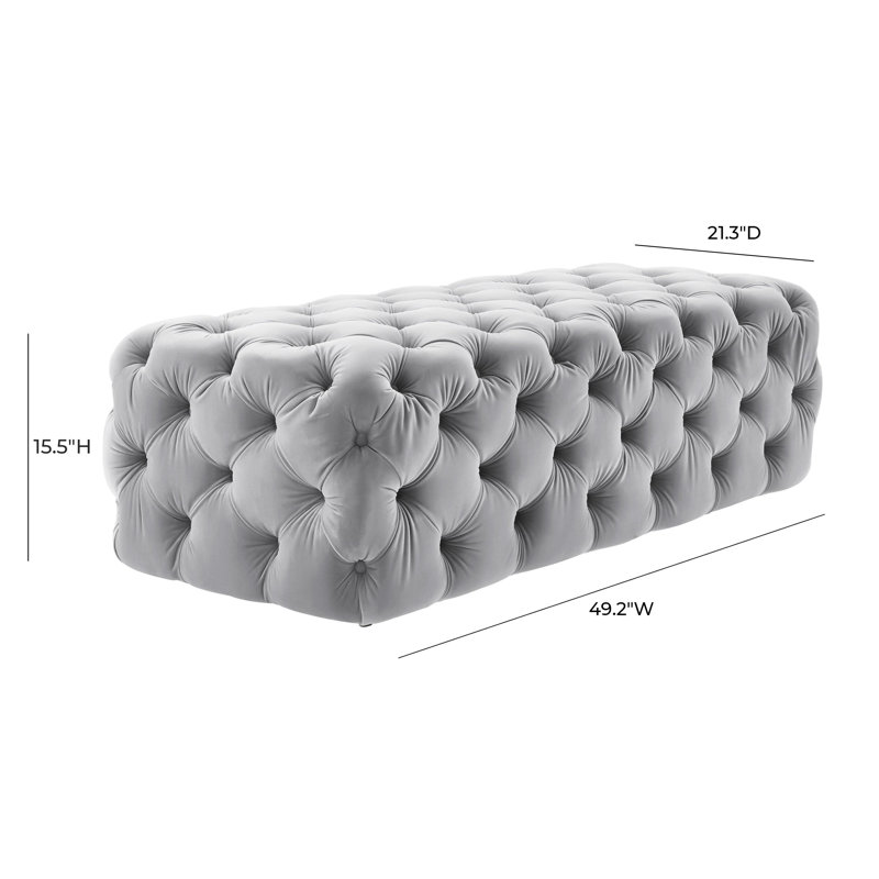 Banc avec revêtement, Velours gris clair