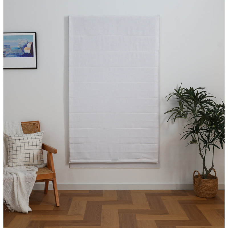 Store romain tissé sans cordon Linen Bliss, L 32 po x L 64 po, Blanc