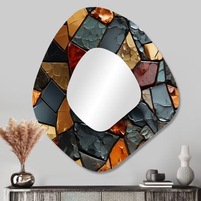 Carreaux de marbre mosaïque cubique Kace II - miroir mural asymétrique unique, miroir de forme irrégulière moderne, impression sur métal
