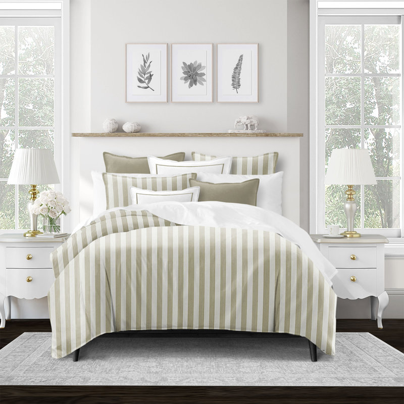 Ensemble d'édredon en coton 3 pièces Lea Beige, Édredon pour super grand lit avec 2 taies décora, Gris uni
