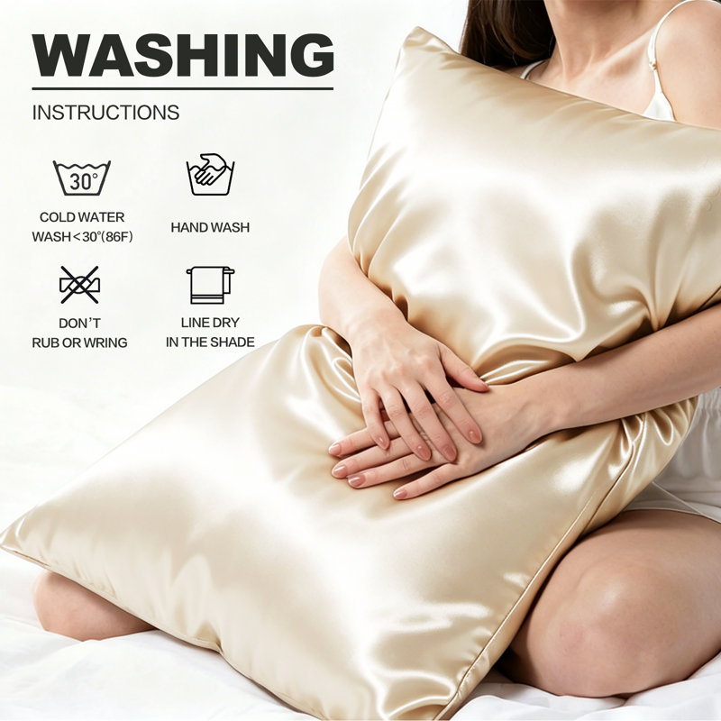 100% Mulberry Silk Pillowcase Grade 6A 22mm Natural Silk 20"x36" Champagne, Rectangle 20"H x 36"W, Champagne