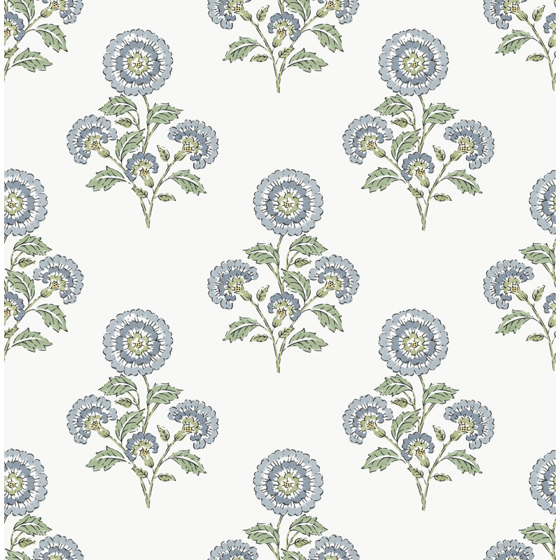 Rouleau de fleurs pelez et collez, Bleu / vert