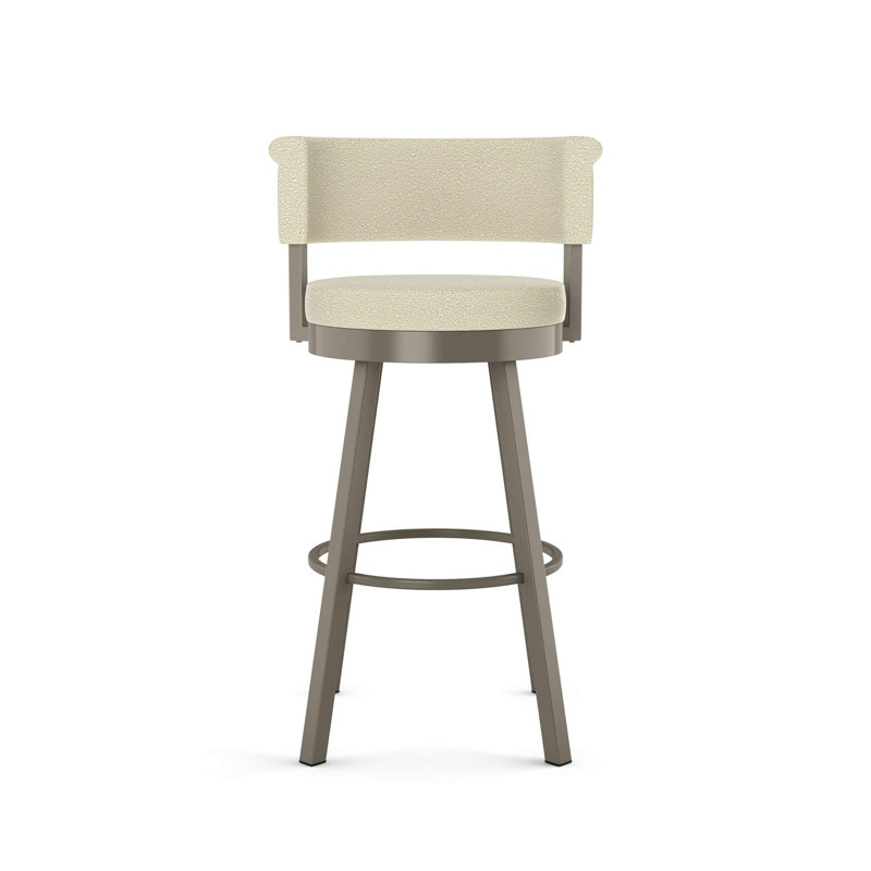 Highgate Swivel Upholstered Counter Stool, Matte Light Gray, Counter Stool (26.75” Seat Height), Cream bouclé Polyester