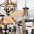 Modern Geometric 5-Light Pendant Light with Open Frame Design, Farmhouse Ceiling Fixture for Dining Room